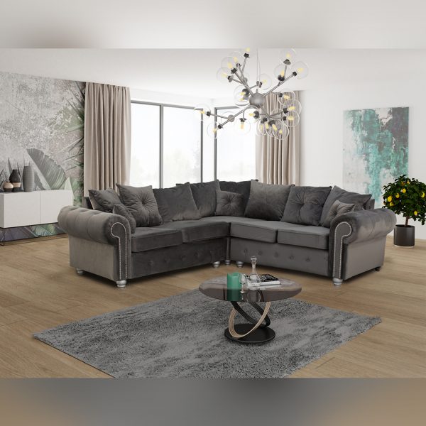 ASHWIN GREY CORNER SOFA - Rely Furnitures