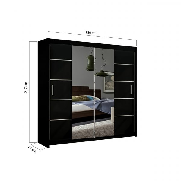 LISBON Sliding Door Wardrobe Black Rely Furnitures